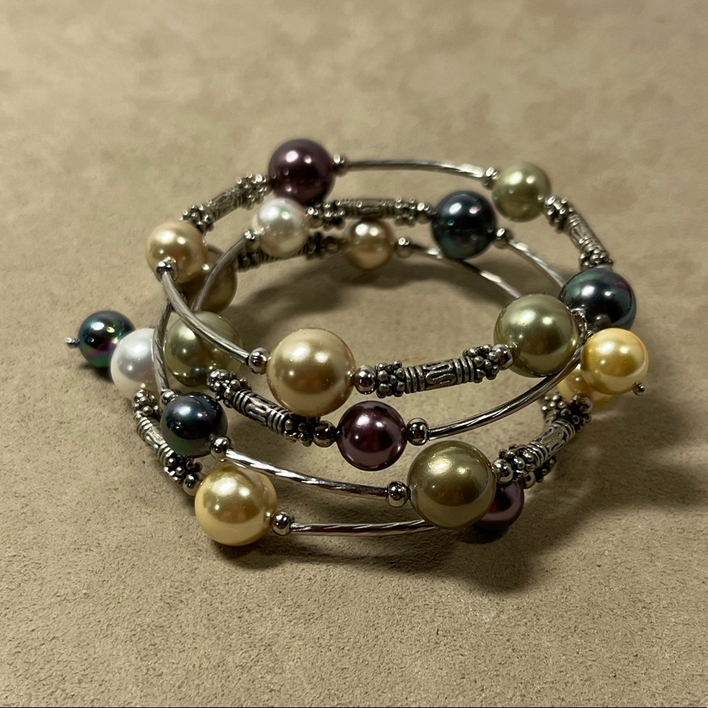 Handmade Faux Pearl Multi-color Expandable Bracelet